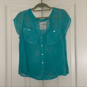 Free People Blue Green Shirt